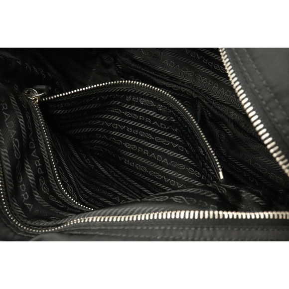 Prada Shoulder Bag Diagonal Nylon Leather Black Hardware - Picture 6 of 9